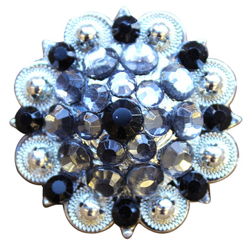 Grey Black Crystal Silver Berry Concho Rhinestone Bling Headstall Saddle